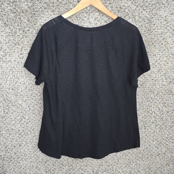 Lane Bryant Top Womens Plus 14/16 Black Slub Knit Scoop Neck Short Sleeve Casual - Picture 7 of 7